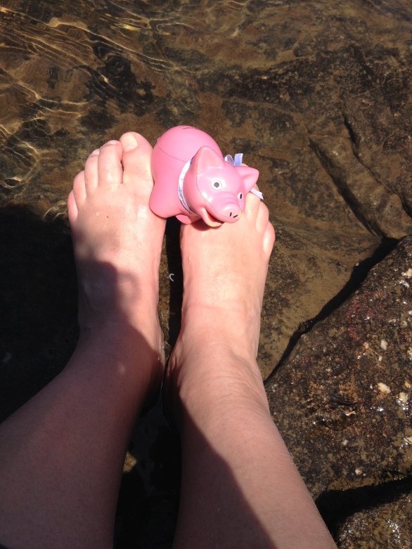 Happy, Cool feet in Yough River in Ohiopyle, PA (May 2014)